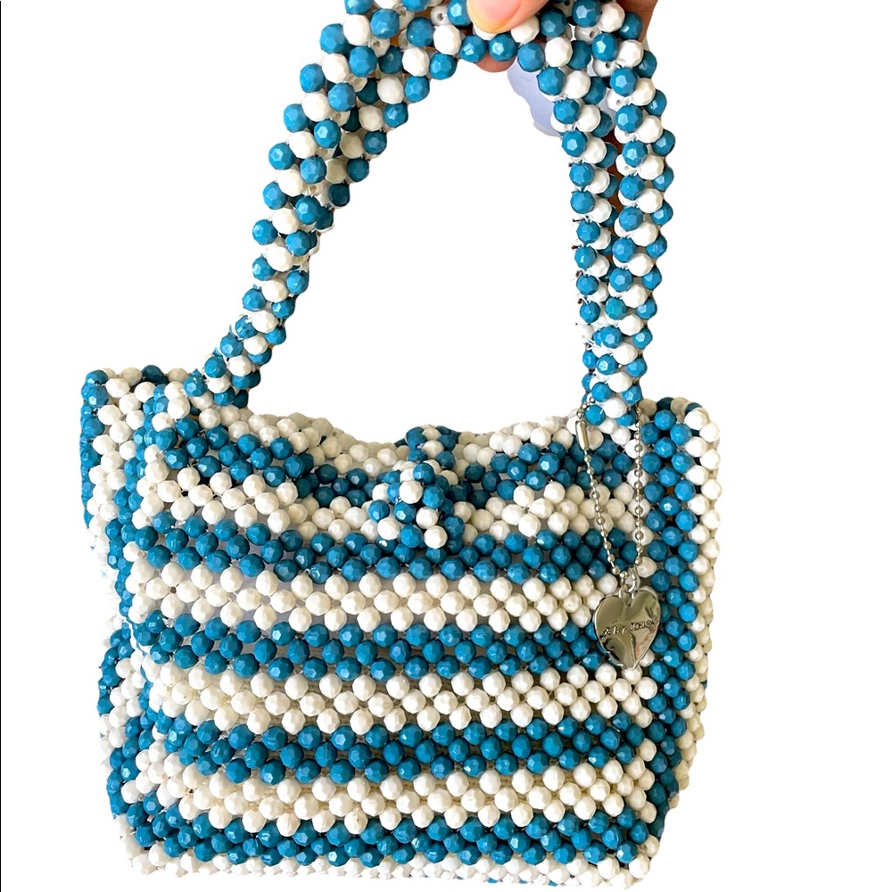 Betsy Jhonson Beaded bag - blue and white beads